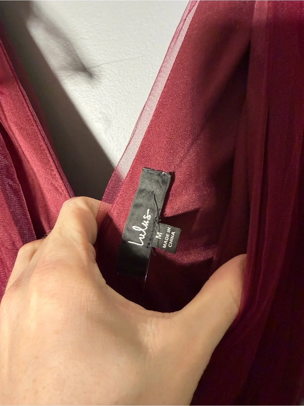 Lulus Flawless Burgundy Tulle Tie-Strap Tiered Maxi Dress Size Medium - Picture 4 of 4